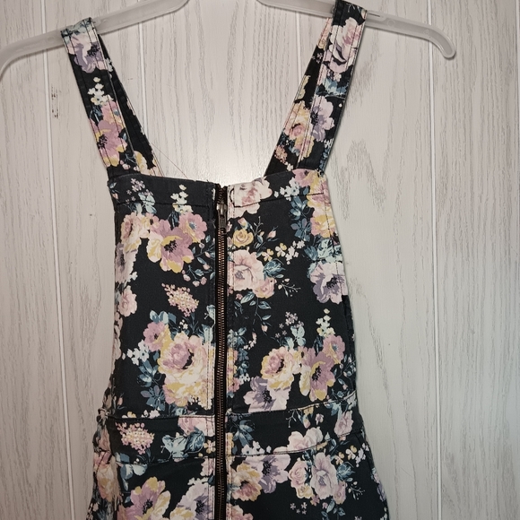Wild fable floral romper denim overall with zipper size small - Picture 2 of 10